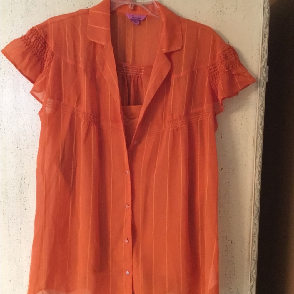 Twin set orange blouse with tank